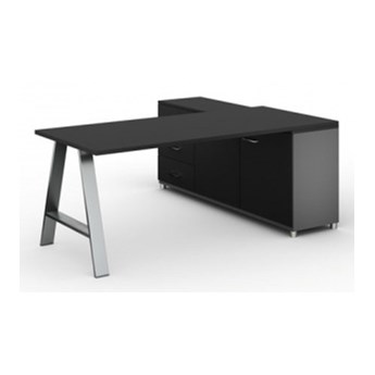 Biurowy stół roboczy STUDIO z szafką po lewej, blat 1800 x 800 mm, grafitowy