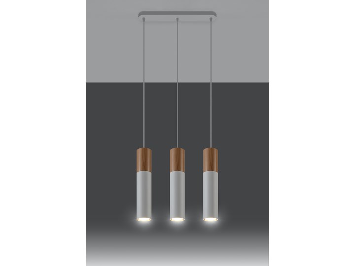 SOLLUX Minimalistyczna Lampa Wisząca PABLO 3 Biała Naturalne Drewno Ekskluzywny Zwis na Listwie Sufitowy Stal Drewno Oświetlenie LED Lampa LED Lampa z kloszem Lampa inspirowana Metal Styl Nowoczesny