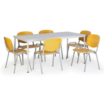 Stół do jadalni, 1600 x 800 mm + 6 krzeseł drewnianych ISO