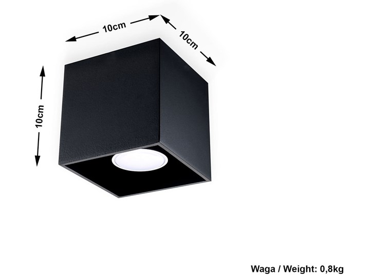 Sollux Lampa Plafon QUAD 1 czarny SL.0022 Oprawa Sufitowa Idealna do Salonu Korytarza Lampa Minimalistyczne Oświetlenie Gu10 LED Oprawa halogenowa Oprawa led Kwadratowe Oprawa stropowa Kategoria Oprawy oświetleniowe