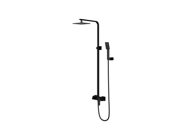 Zestaw prysznicowy natynkowy OMNIRES Parma PM7444BL z deszczownicą Czarny mat Wyposażenie Z baterią Wyposażenie Z wężem