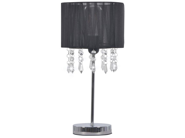 Czarna lampka stołowa glamour z abażurem - EX817-Alesa Metal Wysokość 44 cm Tworzywo sztuczne Lampa z abażurem Kolor Czarny
