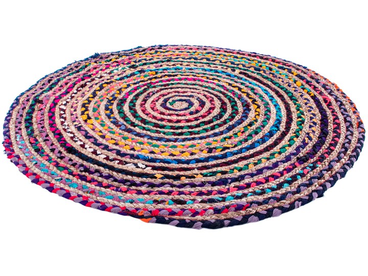 Dywan bawełniany kolorowy 100 cm Bawełna 100x100 cm Pomieszczenie Pokój nastolatka Juta Dywany Okrągły Kolor Wielokolorowy
