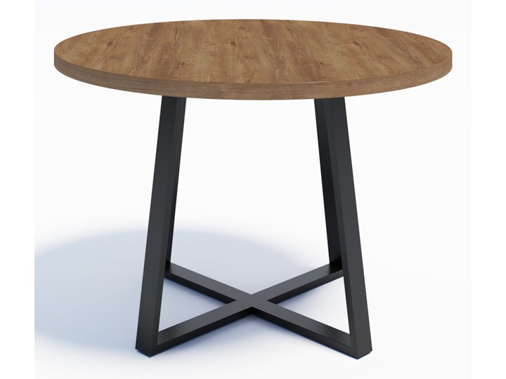 Industrialny stół okrągły RING X 110 Dąb Lefkas ciemny Wysokość 74 cm Drewno Metal Stal Długość 110 cm Szerokość 110 cm Rozkładanie
