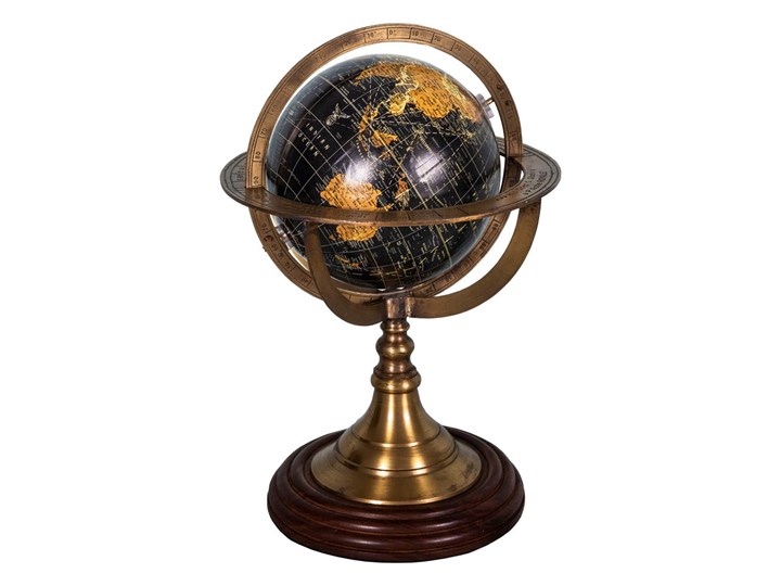 Globus dekoracyjny z podstawą drewna palisandrowego Antic Line Globe, ø 17 cm Drewno Kategoria Figury i rzeźby Metal Mosiądz Tworzywo sztuczne Globusy Kolor Czarny