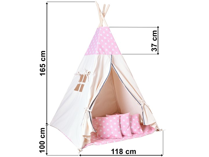 Namiot Tipi dla dzieci różowy w gwiazdki Kategoria Namioty dla dzieci Wiek dziecka dla malucha (2-5lat)