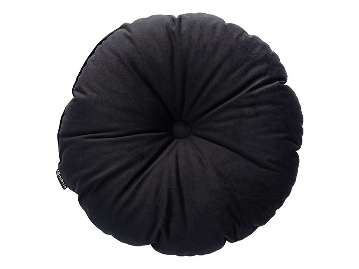 Poduszka okrągła Velvet z guzikiem, głęboka czerń, ⌀40 cm, Velvet Poliester Poduszka dekoracyjna Aksamit Okrągłe Pomieszczenie Salon