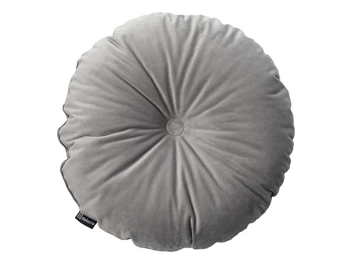 Poduszka okrągła Velvet z guzikiem, srebrzysty szary, ⌀40 cm, Velvet Aksamit Pomieszczenie Salon Poliester Poduszka dekoracyjna Okrągłe Pomieszczenie Pokój przedszkolaka