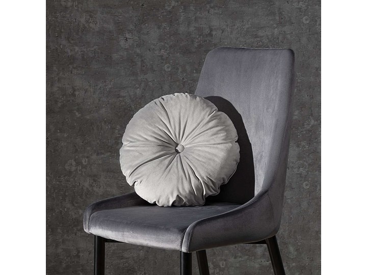 Poduszka okrągła Velvet z guzikiem, srebrzysty szary, ⌀40 cm, Velvet Poduszka dekoracyjna Okrągłe Aksamit Poliester Pomieszczenie Salon
