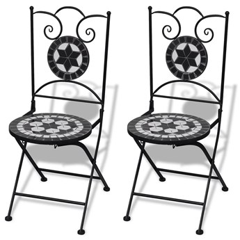 Zestaw ceramicznych krzeseł ogrodowych Leah - czarno-biały