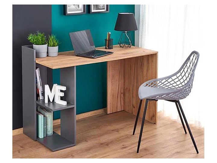 Skandynawskie biurko komputerowe Multo - dąb wotan + antracyt