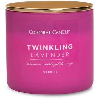 Colonial Candle Pop Of Color sojowa świeca zapachowa w szkle 3 knoty 14.5 oz 411 g - Twinkling Lavender