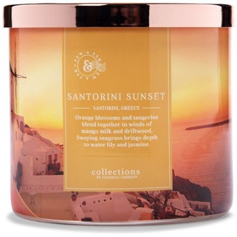 Colonial Candle Travel sojowa świeca zapachowa w szkle 3 knoty 14.5 oz 411 g - Santorini Sunset