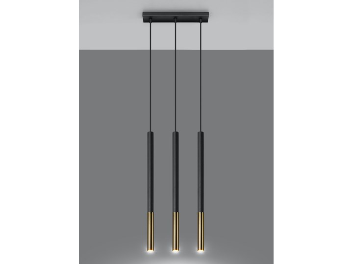 Atrakcyjna Lampa wisząca MOZAICA 3L czarny/złoty oprawa na sufit G9 zwis na lince sufitowy tuba styl nowoczesny loft idealna do salonu korytarza sypialni oświetlanie minimalistyczny design żyrandol LED Sollux Ligthing Metal Stal Lampa LED Ilość źródeł światła 3 źródła