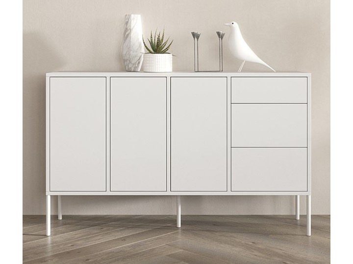 Biała nowoczesna komoda Dancan MIRKA / szer. 130 cm Głębokość 35 cm Głębokość 40 cm Wysokość 78 cm Wysokość 80 cm Wysokość 21 cm Styl Glamour Pomieszczenie Pokój nastolatka