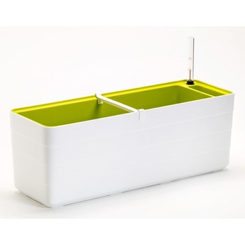 Biało-zielona doniczka z systemem nawadniania Plastia Berberis, dł. 59 cm