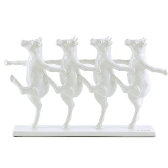 Figurka dekoracyjna biała 40x7 cm tańczące krowy