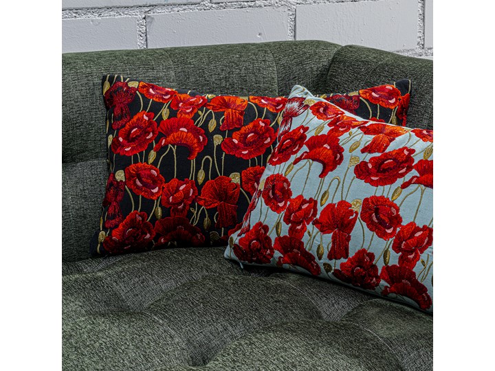 Poduszka dekoracyjna Poppy Black 50x30 cm Poliester Bawełna 30x50 cm Poszewka dekoracyjna Pomieszczenie Salon Prostokątne Pomieszczenie Sypialnia