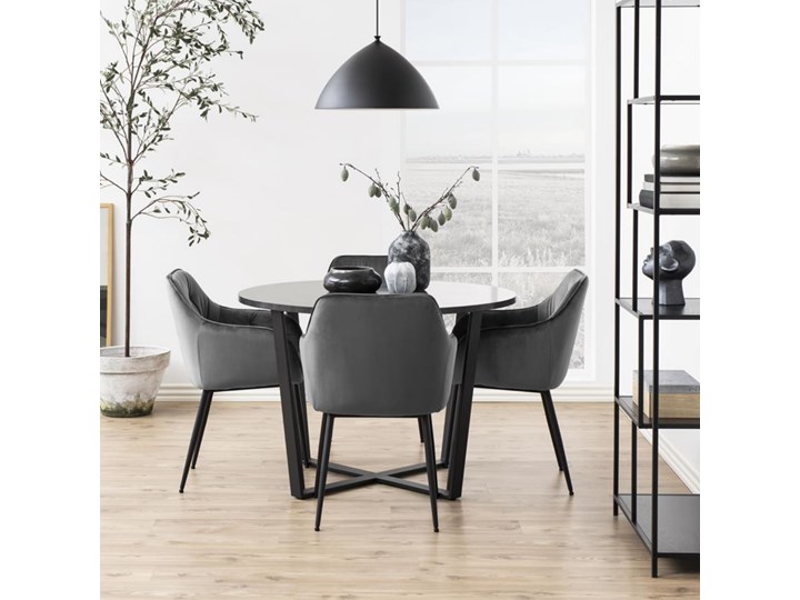 Stół Hagley Ø110 cm czarny Płyta laminowana Metal Drewno Rozkładanie Kategoria Stoły kuchenne