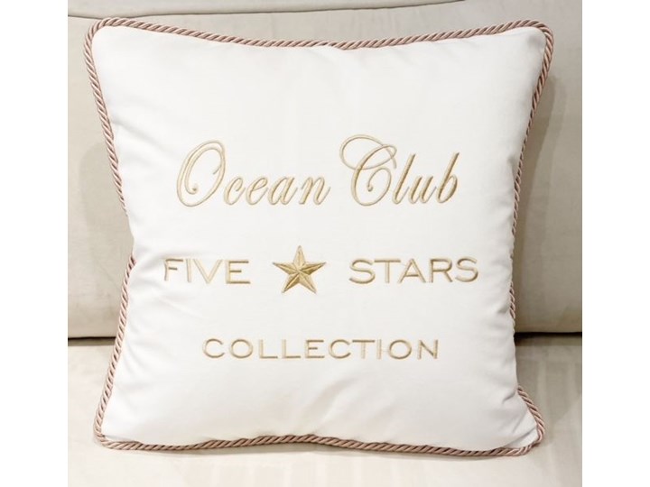 PODUSZKA WELUROWA OZDOBNA WYBIERZ KOLOR I HAFT OCEAN CLUB 45 X 45 CM BIAŁY Poliester Kwadratowe Kolor Granatowy Poduszka dekoracyjna 45x45 cm Kolor Miętowy