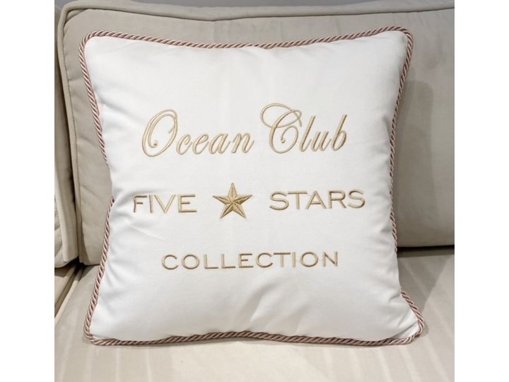 PODUSZKA WELUROWA OZDOBNA WYBIERZ KOLOR I HAFT OCEAN CLUB 45 X 45 CM BIAŁY Kwadratowe Poliester 45x45 cm Poduszka dekoracyjna Kolor Miętowy