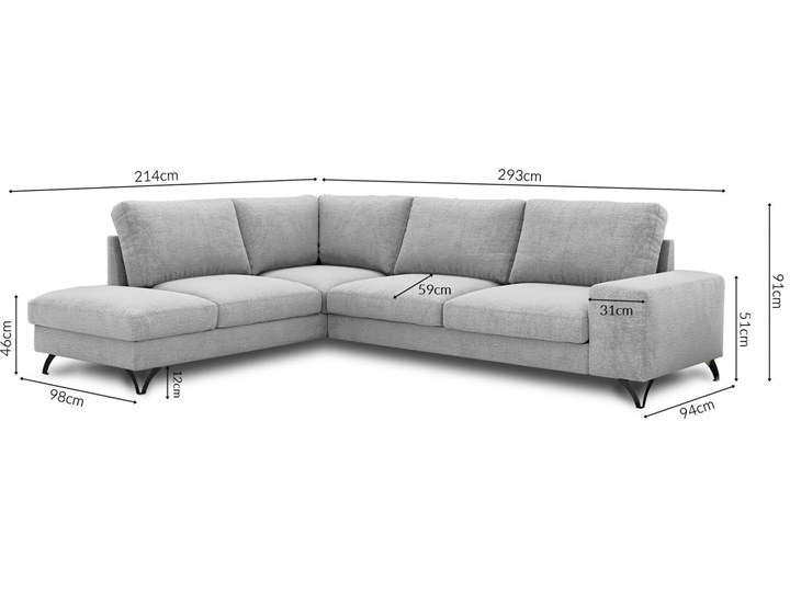 Meblobranie Musztardowy narożnik z funkcją spania Flavio 283x214x91 cm Wysokość 46 cm Szerokość 283 cm Boki Z bokami