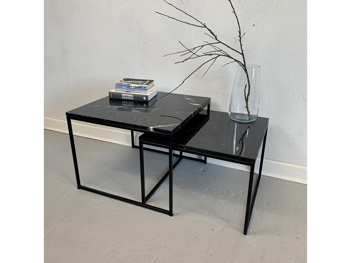Stolik kawowy COSMO duo 2.0 blat marmur Nero Marquina Wysokość 55 cm Zestaw stolików Stal Styl Minimalistyczny Kategoria Stoliki i ławy
