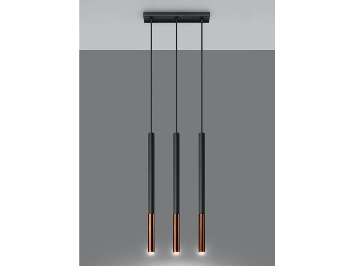 Atrakcyjna Lampa wisząca MOZAICA 3L czarny/miedź oprawa na sufit G9 zwis na lince sufitowy tuba styl nowoczesny loft idealna do salonu korytarza sypialni oświetlanie minimalistyczny design żyrandol LED Sollux Ligthing Stal Lampa LED Metal Ilość źródeł światła 3 źródła Styl Industrialny