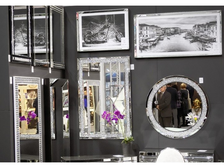 Lustro z kryształkami Angelitta II Glamur Okrągłe Ścienne Pomieszczenie Salon Lustro bez ramy Styl Nowoczesny