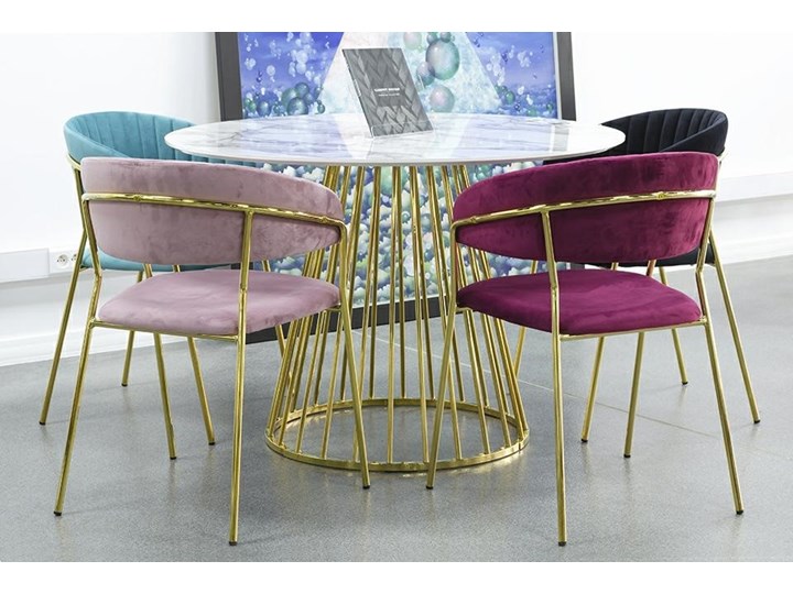 Stół GLAM MARBLE - MDF, złota podstawa Długość 100 cm Wysokość 75 cm Płyta MDF Marmur Metal Kategoria Stoły kuchenne Pomieszczenie Stoły do jadalni