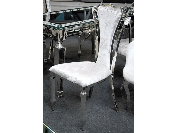 Krzesło Castill Glamur Silver Głębokość 49 cm Tapicerowane Metal Stal Wysokość 105 cm Szerokość 52 cm Tkanina Styl Nowoczesny