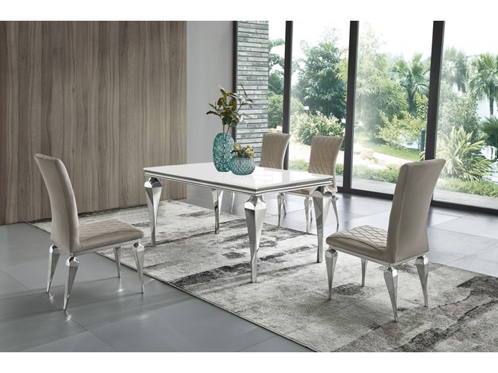 Stół MOLINNO GLAMUR I White 200 X 100 Kolor Szary Szerokość 100 cm Długość 200 cm Wysokość 75 cm Szkło Stal Kategoria Stoły kuchenne