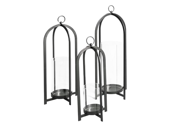 Świecznik Lampion metal 53 cm. wys. Kategoria Świeczniki i świece Stal Szkło Kolor Czarny