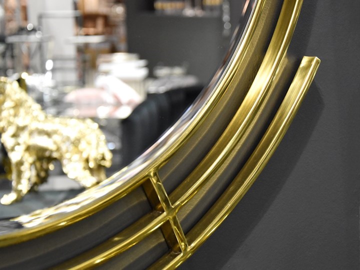 Lustro okrągłe złote  GENOMMI GLAMUR Ścienne Lustro z ramą Kolor Złoty Pomieszczenie Salon