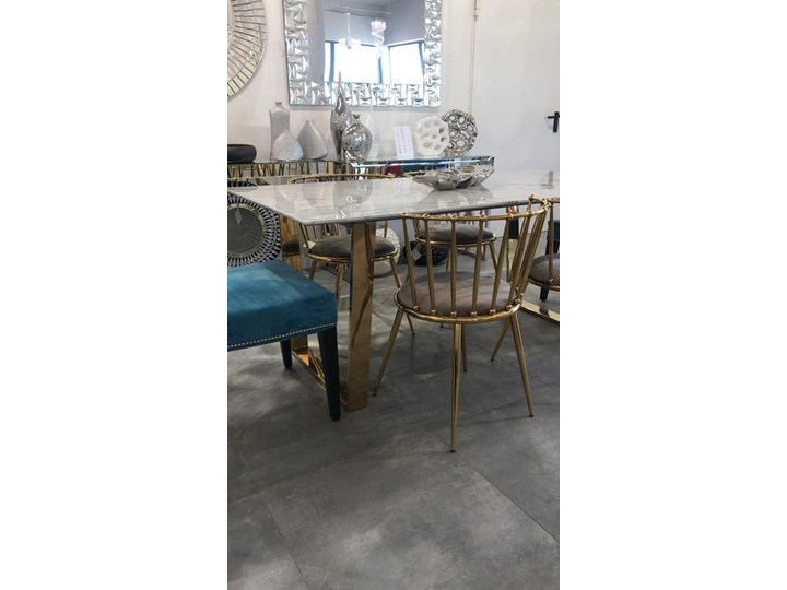 Stół MADERA GLAMUR Marmur Gold 160 x 80 Wysokość 75 cm Długość 160 cm Szerokość 80 cm Stal Rozkładanie