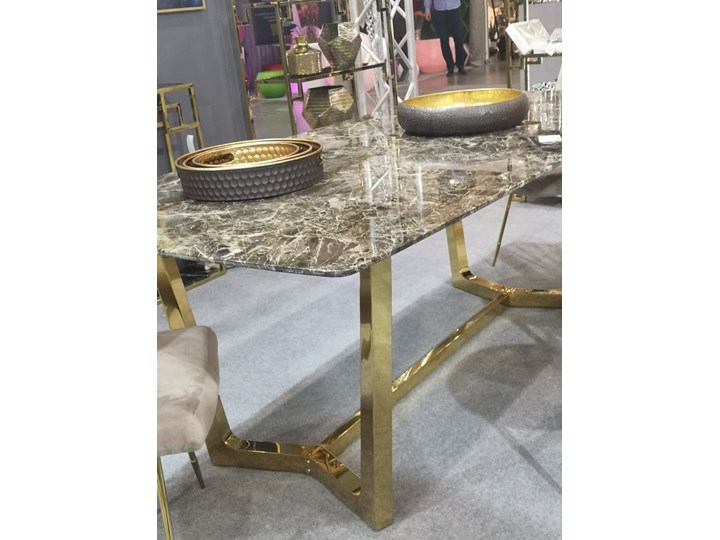 Stół ROSETA GLAMUR Marmur Złoto 200 x 100 Stal Długość 200 cm Szerokość 100 cm Wysokość 75 cm Kolor Biały