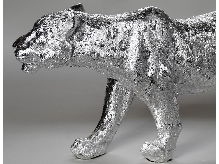 Srebrna figura lwicy 52 x 14 x 25 cm Żywica Zwierzęta Kolor Srebrny