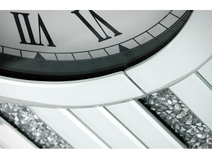 Zegar stojący lustrzany z kryszałkami DIVA Glamur Zegar stołowy Okrągły Metal Pomieszczenie Salon