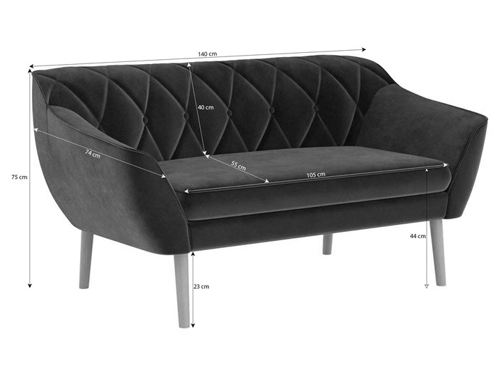 SOFA 2 OSOBOWA WELUROWA SKAND Kolor Granatowy