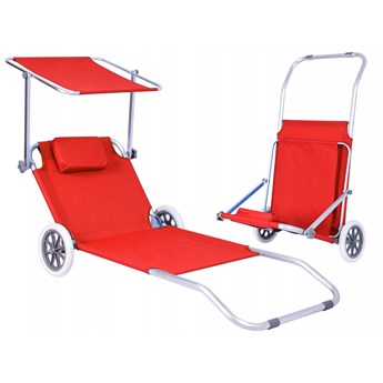 Leżak plażowy z kółkami Martin - RED