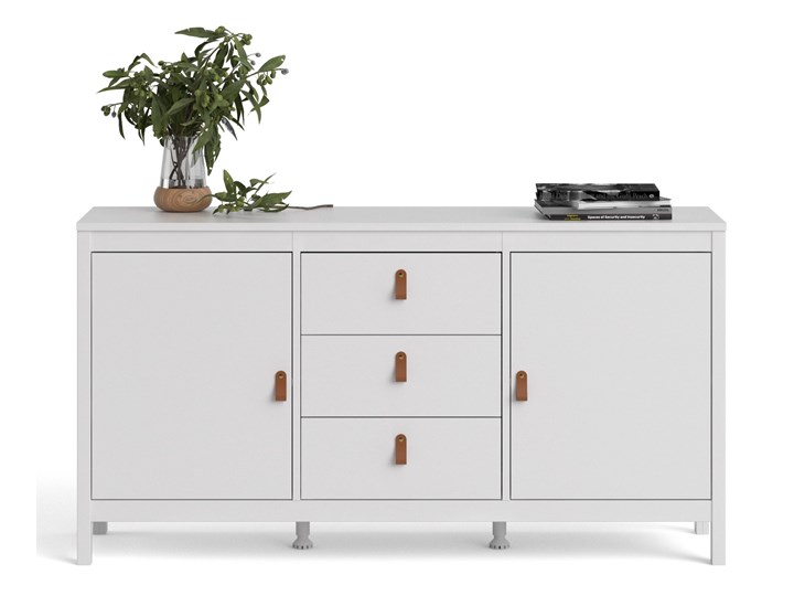 Komoda pokojowa z szafkami i szufladami Madrid 3+2 biały mat Szerokość 151 cm Głębokość 38 cm Wysokość 80 cm Płyta MDF Styl Prowansalski