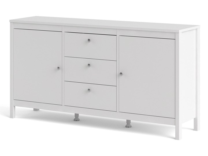 Komoda pokojowa z szafkami i szufladami Madrid 3+2 biały mat Szerokość 151 cm Głębokość 38 cm Styl Prowansalski Płyta MDF Wysokość 80 cm Kategoria Komody