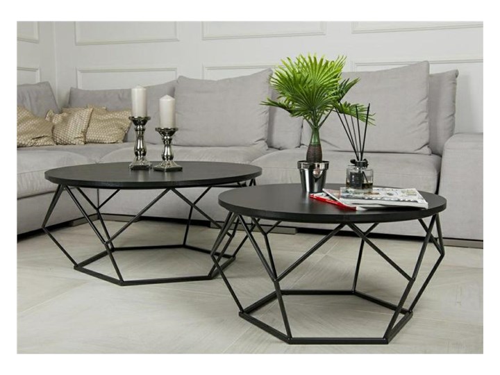 Stolik kawowy Diamond 90 cm czarny Kształt blatu Okrągłe Metal Płyta MDF Wysokość 41 cm Wysokość 42 cm Kategoria Stoliki i ławy