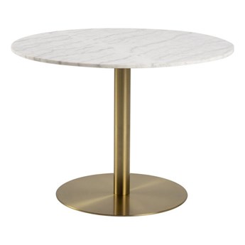 Okrągły stół na złotej nodze Corby 105 biały marmur