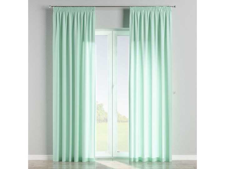 Zasłona na taśmie marszczącej 1 szt., miętowy, 1szt 130 × 260 cm, Loneta Bawełna 130x260 cm Poliester Mocowanie Taśma