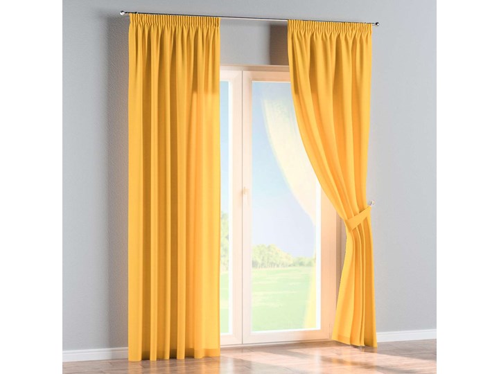 Zasłona na taśmie marszczącej 1 szt., żółty, 1szt 130 × 260 cm, Loneta Bawełna 130x260 cm Poliester Mocowanie Kategoria Zasłony