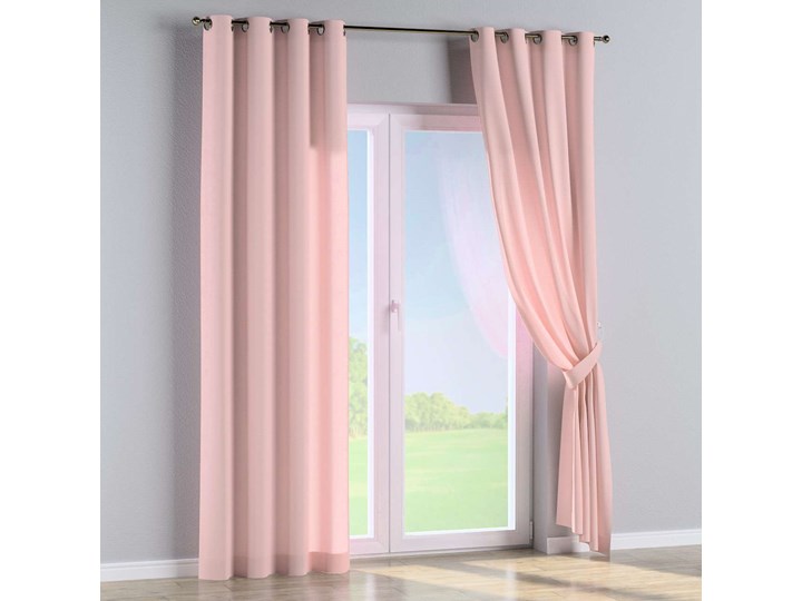 Zasłona na kółkach 1 szt., pudrowy róż, 1szt 130 × 260 cm, Loneta 130x260 cm Poliester Mocowanie Taśma Bawełna Kategoria Zasłony