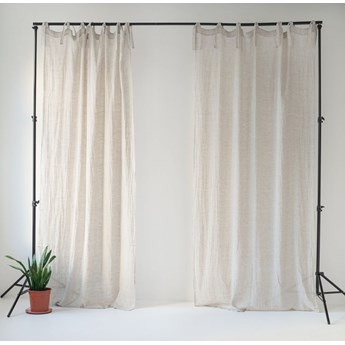 Beżowa lekka lniana zasłona na troczki Linen Tales Daytime, 250x130 cm