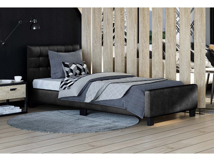 ŁÓŻKO TAPICEROWANE 90X200 SF942 WELUR CZARNY Rozmiar materaca 90x200 cm