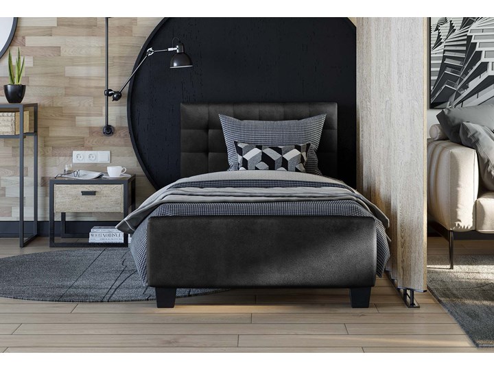 ŁÓŻKO TAPICEROWANE 90X200 SF942 WELUR CZARNY Rozmiar materaca 90x200 cm
